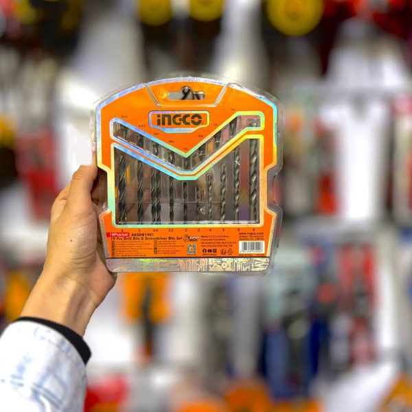 ست مته 19 عددی اینکو مدل AKSDB1901 | سری سوپر، مقاوم و مناسب فلز و چوب