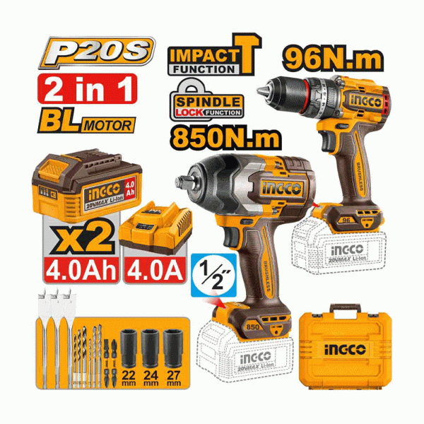 کیت ترکیبی 2 عددی شارژی اینکو مدل COSLI250586|سری سوپر اینکو